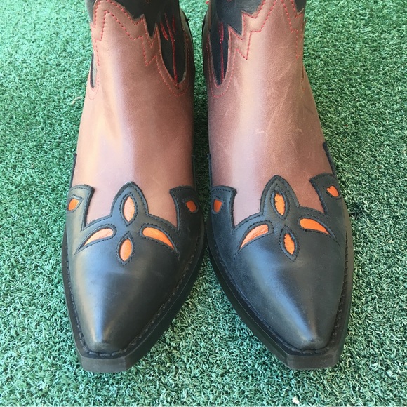 NWT Jeffrey Campbell Looney Patch Western Boot Leather Brown 6.5 - Picture 5 of 14